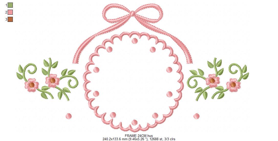 Flower Wreath embroidery designs - Floral Frame machine embroidery pattern - Kitchen Tea Towel file - Instant digital download pes jef dst