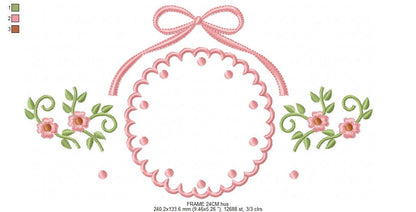 Flower Wreath embroidery designs - Floral Frame machine embroidery pattern - Kitchen Tea Towel file - Instant digital download pes jef dst