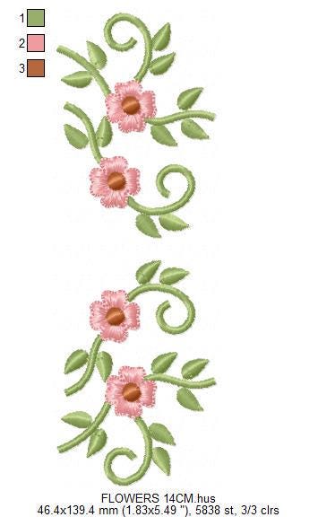 Flower line embroidery designs - Floral Divider machine embroidery pattern - Kitchen towel file - Instant download pes jef dst vp3 hus xxx