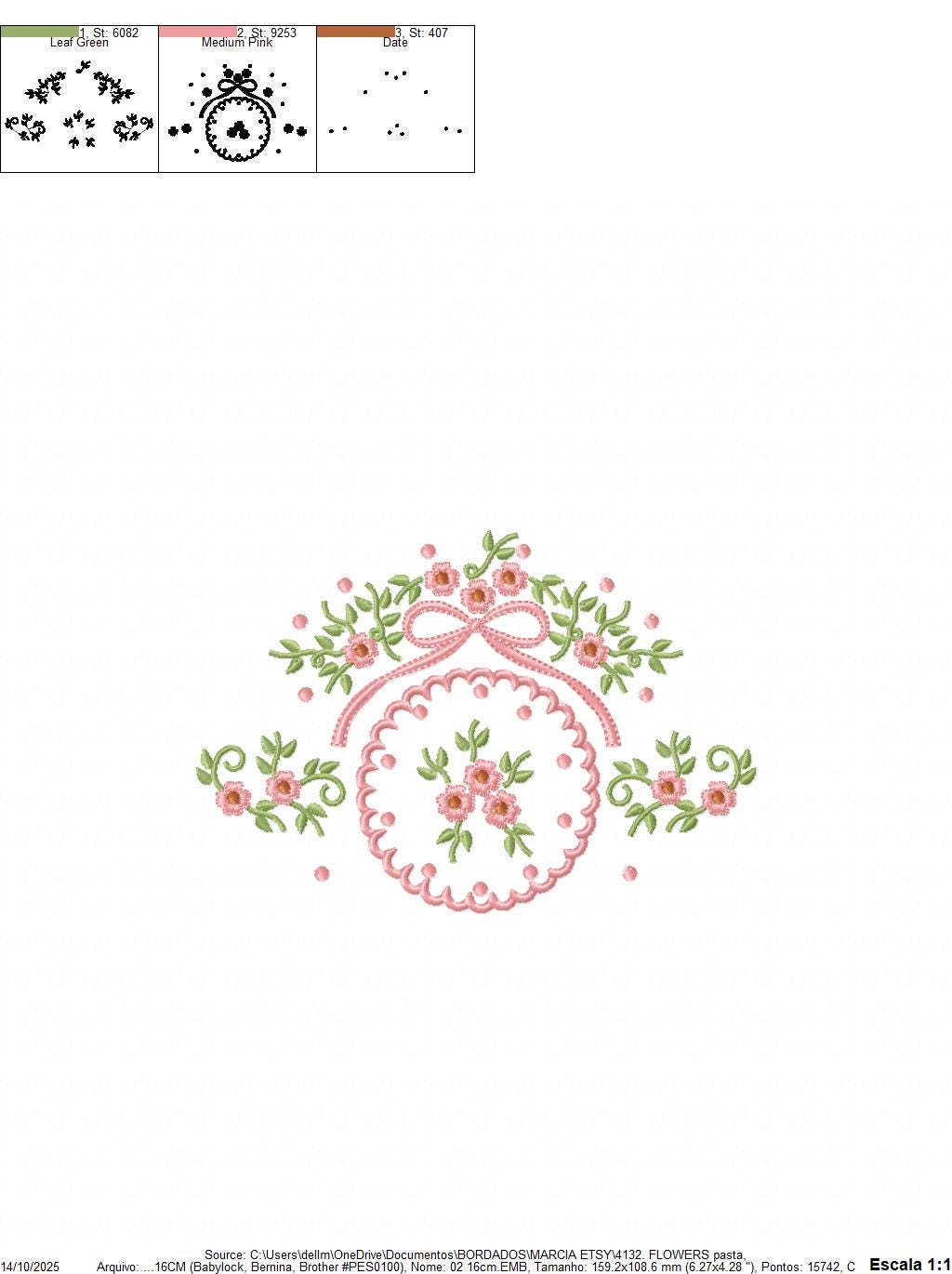 Flower Wreath embroidery designs - Floral Frame machine embroidery pattern - Kitchen Tea Towel file - Instant digital download pes jef dst