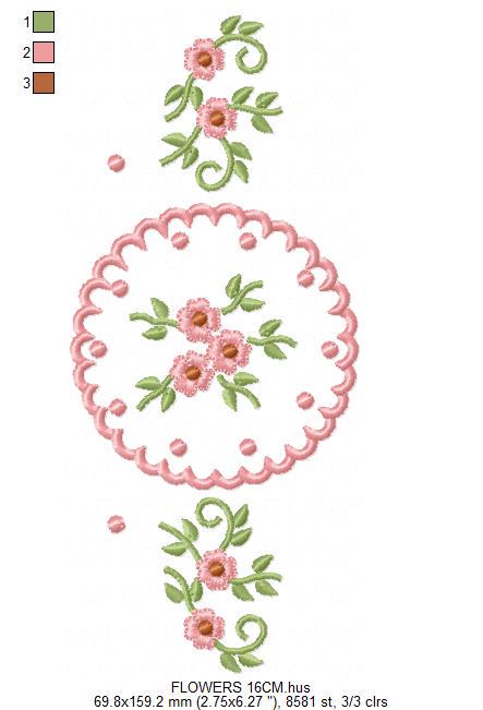 Flower Wreath embroidery designs - Floral Frame machine embroidery pattern - Kitchen Tea Towel file - Instant digital download pes jef dst