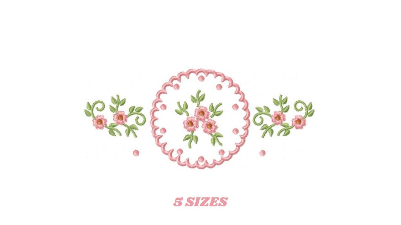 Flower Wreath embroidery designs - Floral Frame machine embroidery pattern - Kitchen Tea Towel file - Instant digital download pes jef dst