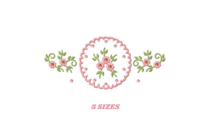Flower Wreath embroidery designs - Floral Frame machine embroidery pattern - Kitchen Tea Towel file - Instant digital download pes jef dst