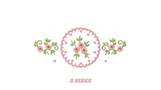 Flower Wreath embroidery designs - Floral Frame machine embroidery pattern - Kitchen Tea Towel file - Instant digital download pes jef dst