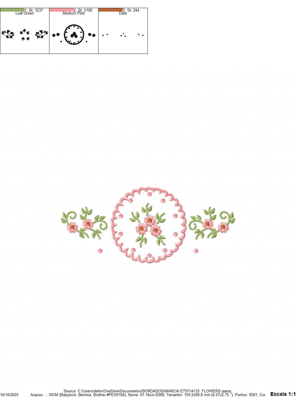 Flower Wreath embroidery designs - Floral Frame machine embroidery pattern - Kitchen Tea Towel file - Instant digital download pes jef dst