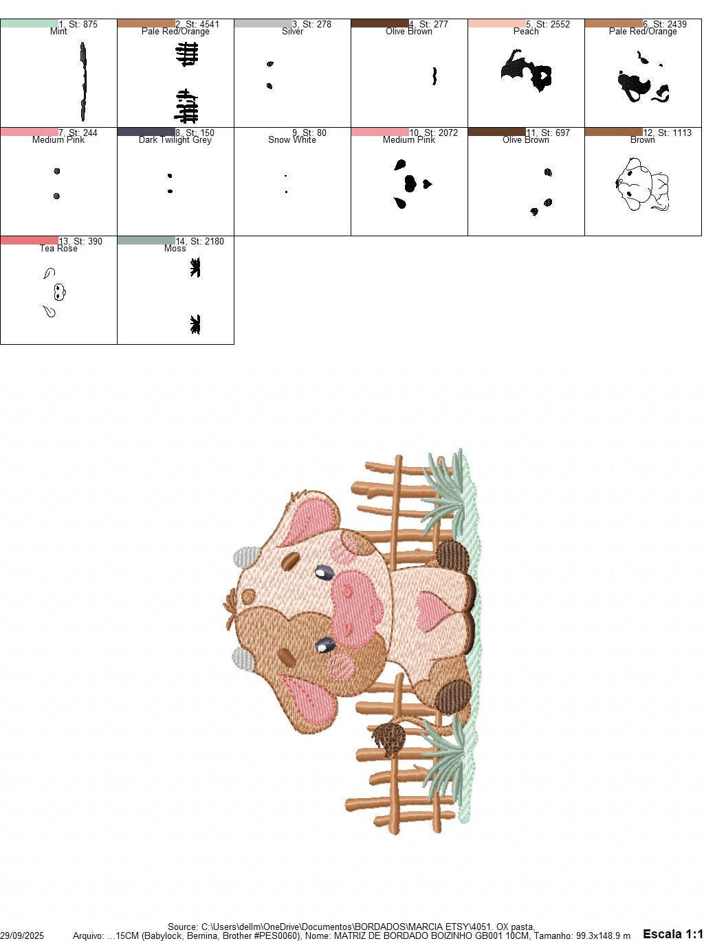 Ox embroidery design - Cow Farm Animal Ranch machine embroidery pattern - Kitchen Towel file - Instant digital download pes jef dst hus vp3