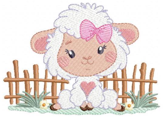 Sheep embroidery design - Farm Animal Lamb machine embroidery pattern - Newborn Baby Girl file - Instant digital download pes jef dst hus
