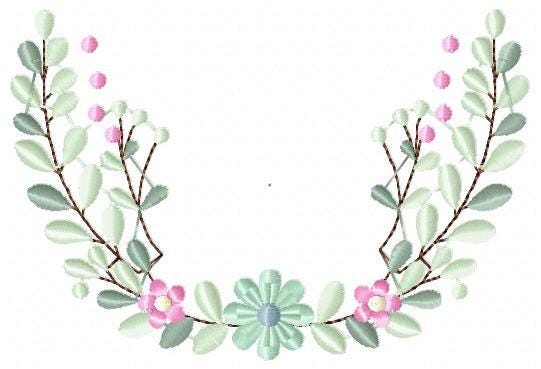Frame with flowers embroidery designs - Monogram Floral Laurel Shape machine embroidery pattern - Baby girl file - Instant download pes jef