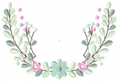 Frame with flowers embroidery designs - Monogram Floral Laurel Shape machine embroidery pattern - Baby girl file - Instant download pes jef