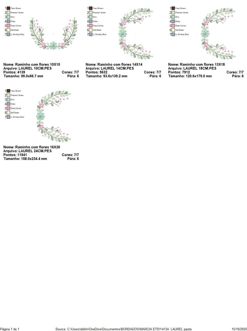 Frame with flowers embroidery designs - Monogram Floral Laurel Shape machine embroidery pattern - Baby girl file - Instant download pes jef