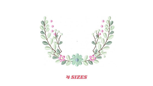 Frame with flowers embroidery designs - Monogram Floral Laurel Shape machine embroidery pattern - Baby girl file - Instant download pes jef