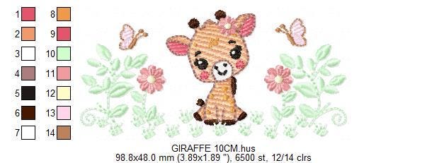 Giraffe embroidery designs - Safari wild animals with flowers machine embroidery pattern - Baby girl file - instant digital download pes jef