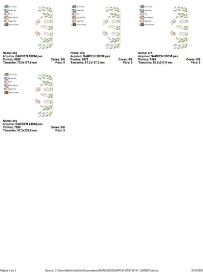 Flower garden embroidery design - Tulip flowers with butterflies machine embroidery pattern - Kitchen Tea towel divider - Instant download