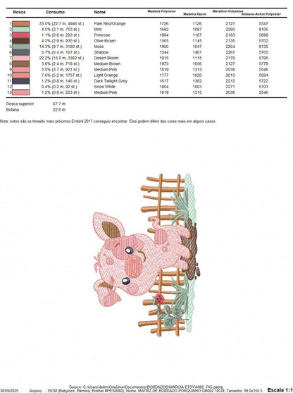 Pig embroidery design - Farm Animal Cowboy machine embroidery pattern - Baby boy file - Ranch Swine Piggy - Instant download pes jef dst hus
