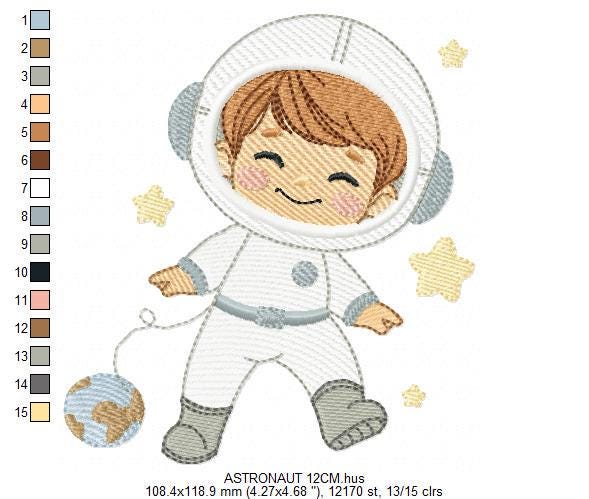 Astronaut embroidery designs - Space Rocket Planet Stars machine embroidery pattern - Baby boy file - Instant digital download pes jef dst