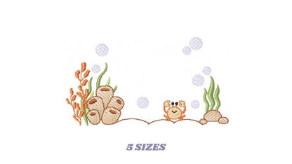 Bottom of the sea embroidery designs - Ocean algae and crab machine pattern - Baby Girl and Boy file - Instant digital download pes jef dst