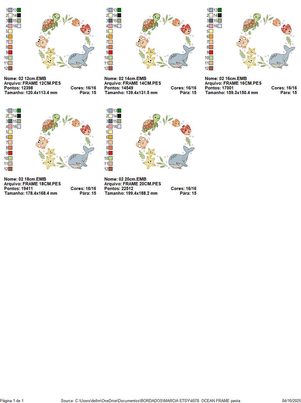 Sea animals monogram frame embroidery design - Whale Turlte fishes crab and star machine embroidery pattern - Ocean coral - Instant download