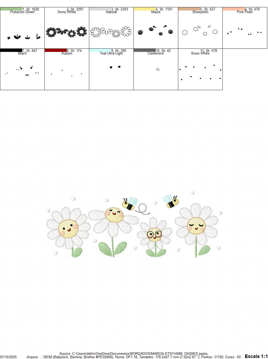 Daisies embroidery designs - Delicate flowers with bees machine embroidery pattern - Floral Kitchen towel - Instant digital download pes jef