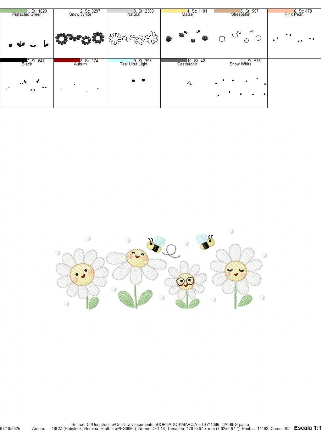Daisies embroidery designs - Delicate flowers with bees machine embroidery pattern - Floral Kitchen towel - Instant digital download pes jef