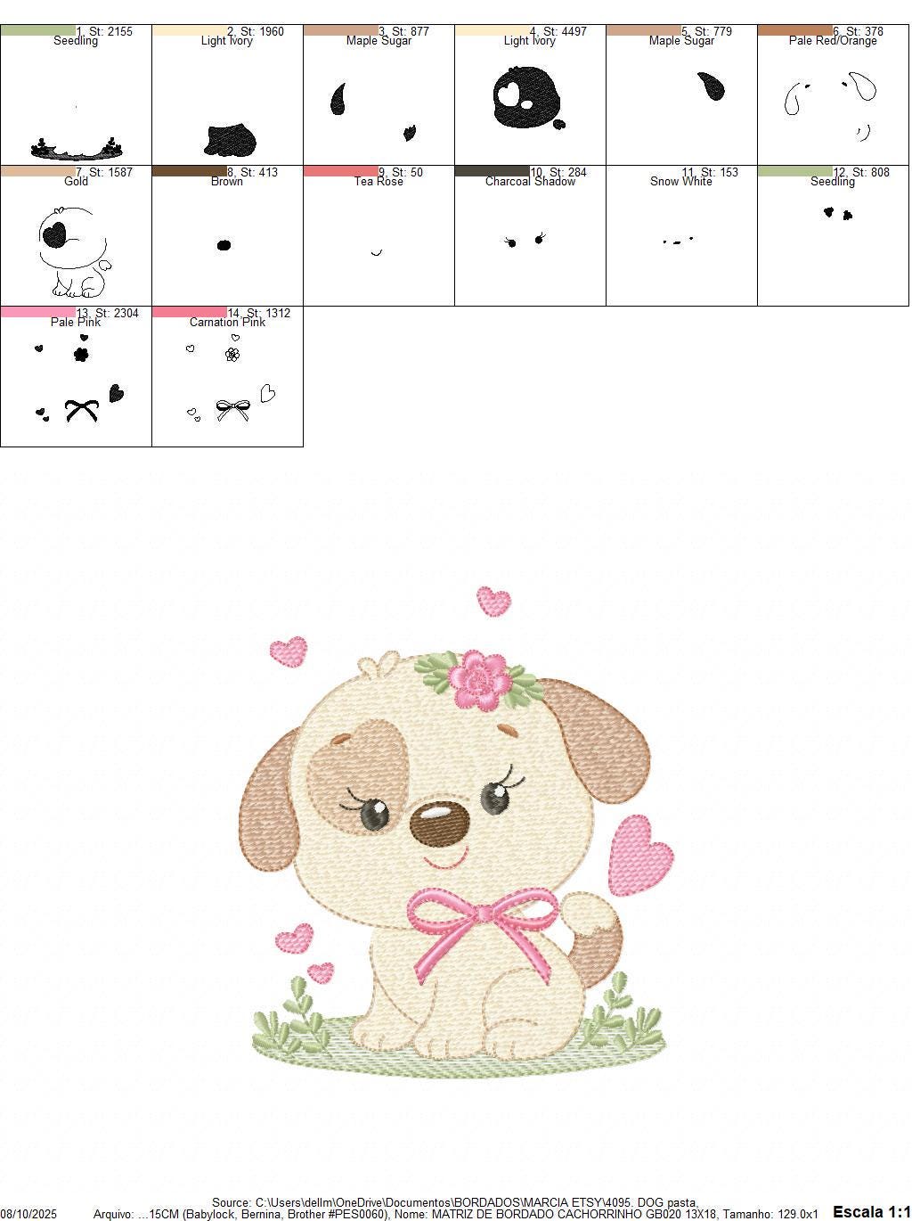 Dogs embroidery designs - Dog with lace and hearts machine embroidery pattern - Mutt Rescue Puppy file - Instant digital download pes jef
