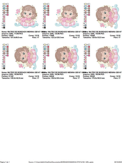 Baby girl embroidery designs - Girl with Children Buoy machine embroidery pattern - Swimming Ocean Sea Lifebuoy file - Instant download pes