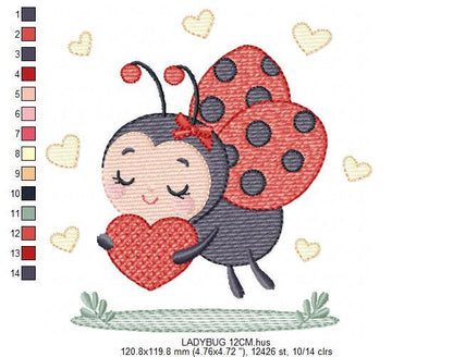 Love Ladybug embroidery designs - Garden Animal machine embroidery pattern - Insect life file - Instant digital download pes jef dst hus vp3