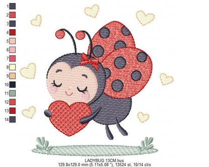 Love Ladybug embroidery designs - Garden Animal machine embroidery pattern - Insect life file - Instant digital download pes jef dst hus vp3