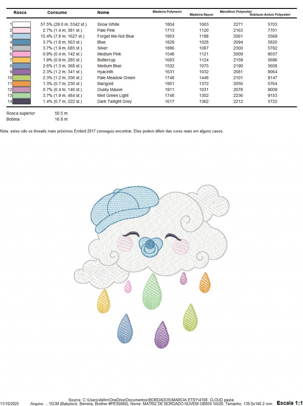 Rain cloud embroidery design - Baby boy raining cloud with pacifier machine embroidery pattern - Instant digital download pes jef dst hus