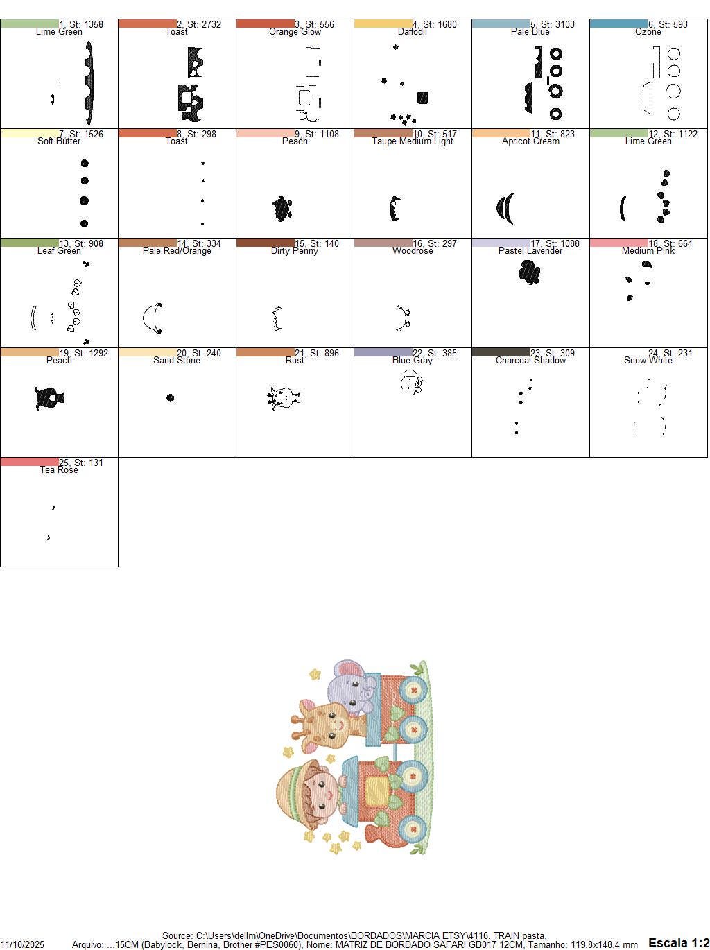 Safari Wild Animal train embroidery designs - Elephant and Giraffe machine embroidery pattern - Baby Boy file - Instant download pes jef