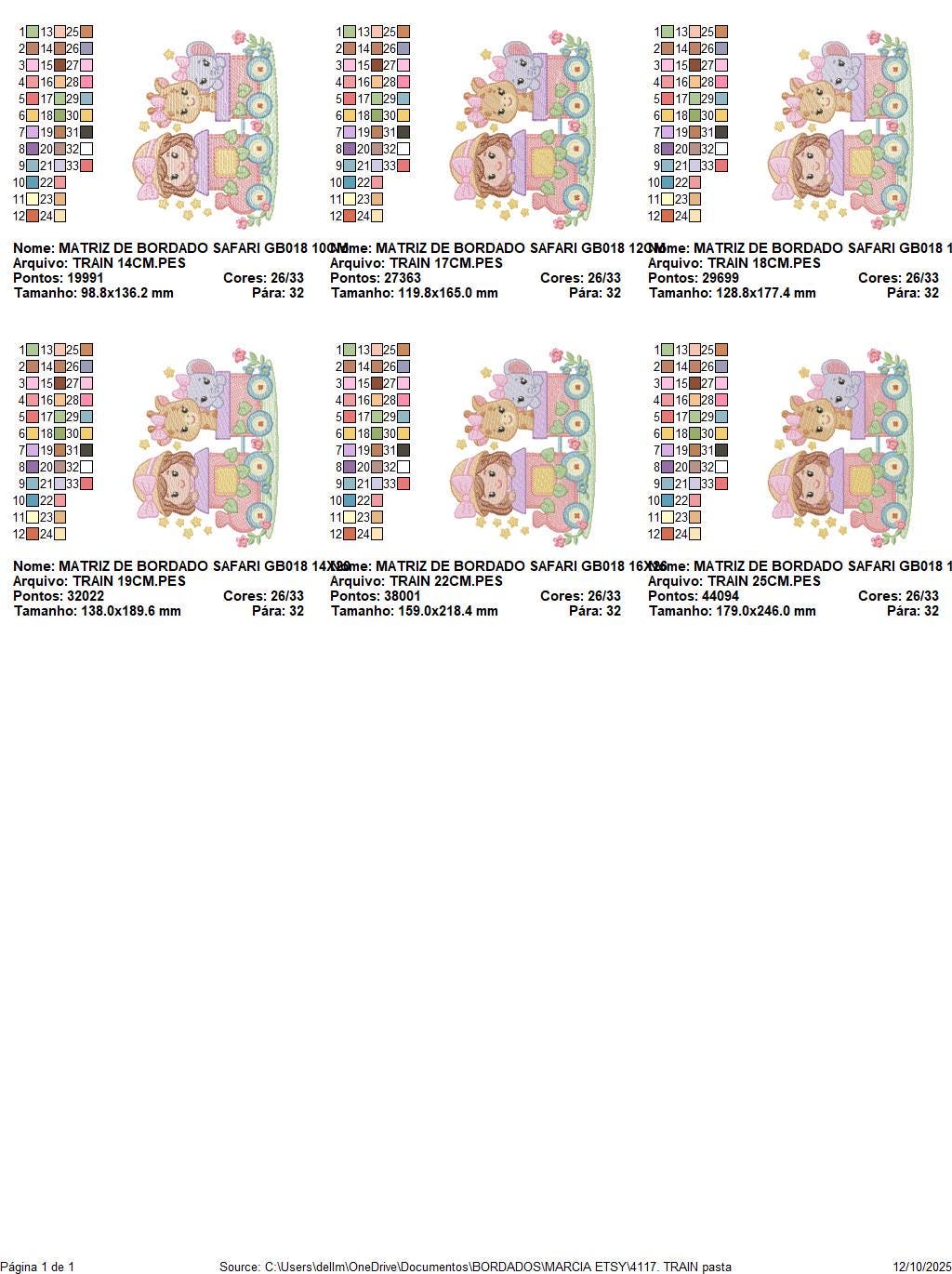 Safari Wild Animals in a train embroidery designs - Elephant and Giraffe machine embroidery pattern - Baby Girl file - Instant download pes