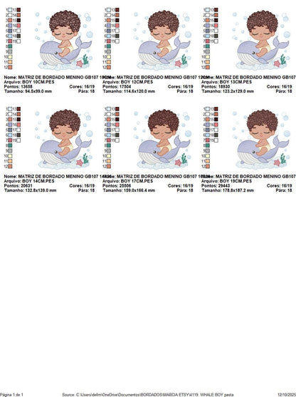 Whale embroidery designs - Diver Swiming Boy with black curly hair machine embroidery pattern - Ocean animal file - Instant download pes jef