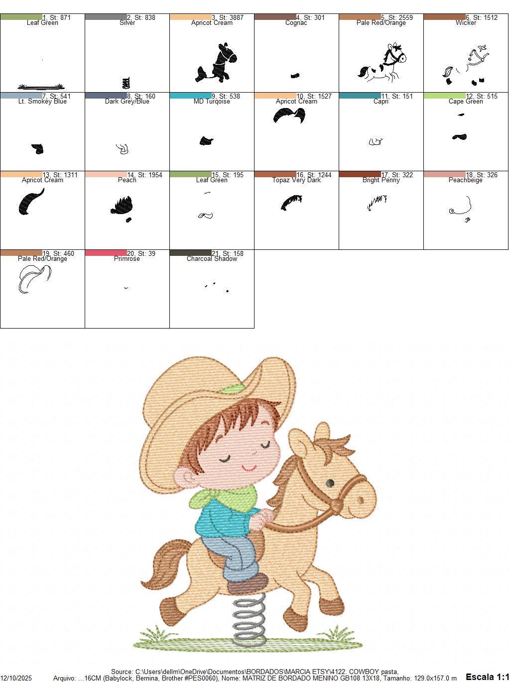 Cowboy embroidery design - Baby boy with toy horse machine embroidery pattern - Farm ranch Boy with cowboy hat file - Instant download pes