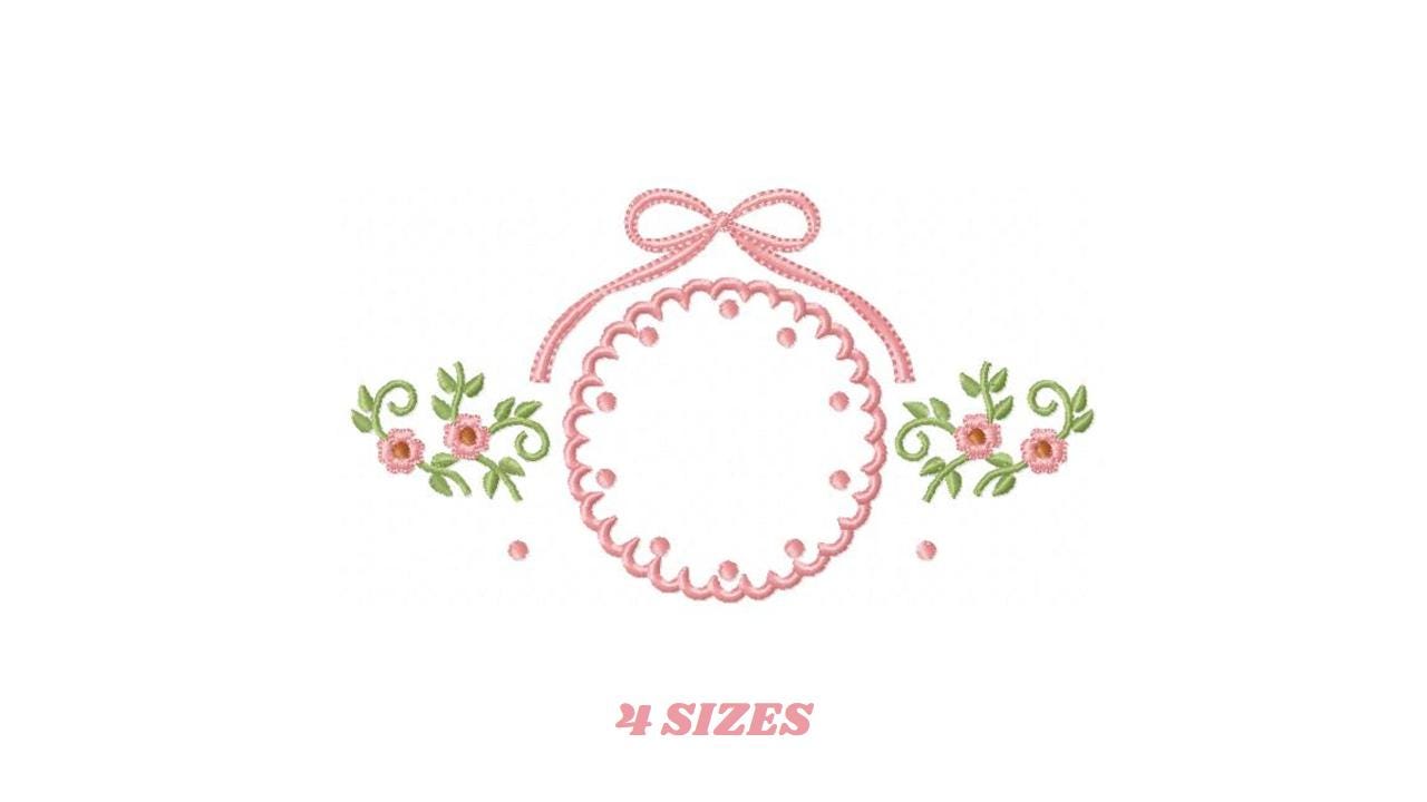Flower Wreath embroidery designs - Floral Frame machine embroidery pattern - Kitchen Tea Towel file - Instant digital download pes jef dst