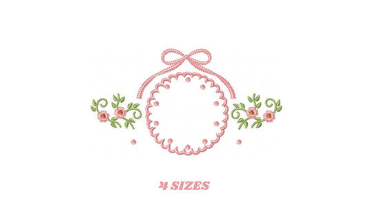 Flower Wreath embroidery designs - Floral Frame machine embroidery pattern - Kitchen Tea Towel file - Instant digital download pes jef dst