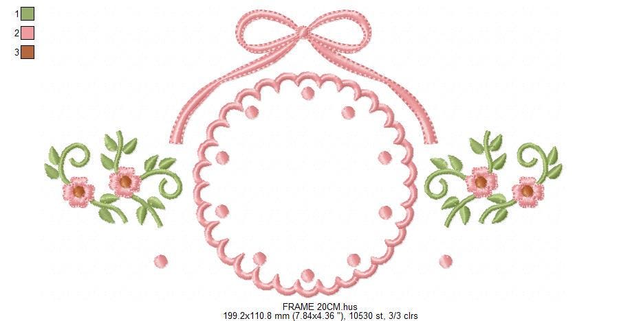 Flower Wreath embroidery designs - Floral Frame machine embroidery pattern - Kitchen Tea Towel file - Instant digital download pes jef dst