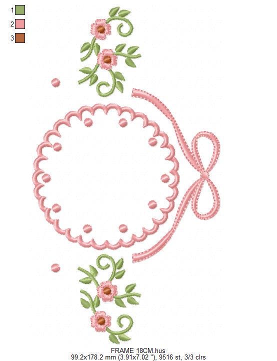 Flower Wreath embroidery designs - Floral Frame machine embroidery pattern - Kitchen Tea Towel file - Instant digital download pes jef dst