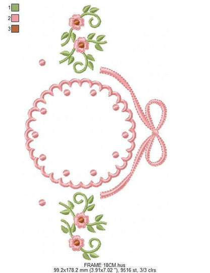 Flower Wreath embroidery designs - Floral Frame machine embroidery pattern - Kitchen Tea Towel file - Instant digital download pes jef dst