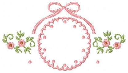 Flower Wreath embroidery designs - Floral Frame machine embroidery pattern - Kitchen Tea Towel file - Instant digital download pes jef dst