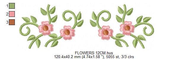 Flower line embroidery designs - Floral Divider machine embroidery pattern - Kitchen towel file - Instant download pes jef dst vp3 hus xxx