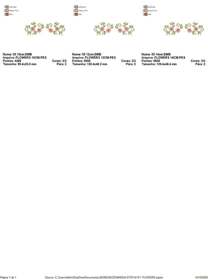 Flower line embroidery designs - Floral Divider machine embroidery pattern - Kitchen towel file - Instant download pes jef dst vp3 hus xxx