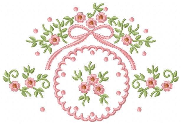 Flower Wreath embroidery designs - Floral Frame machine embroidery pattern - Kitchen Tea Towel file - Instant digital download pes jef dst