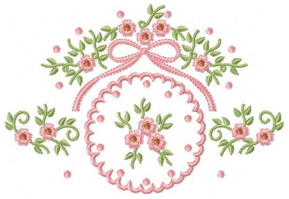 Flower Wreath embroidery designs - Floral Frame machine embroidery pattern - Kitchen Tea Towel file - Instant digital download pes jef dst