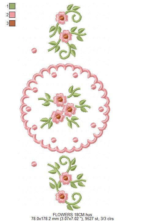 Flower Wreath embroidery designs - Floral Frame machine embroidery pattern - Kitchen Tea Towel file - Instant digital download pes jef dst