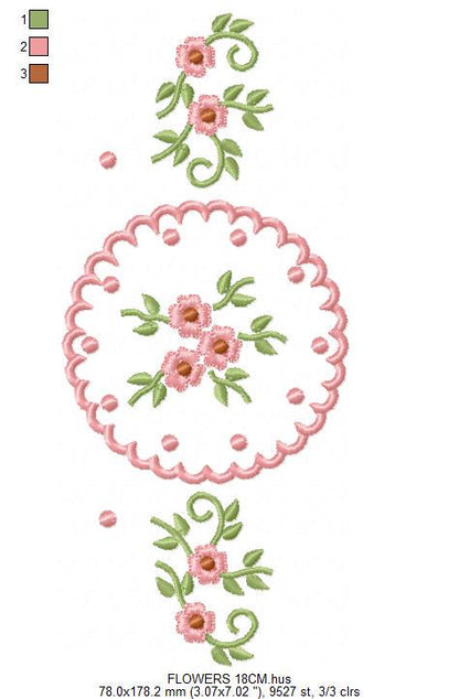 Flower Wreath embroidery designs - Floral Frame machine embroidery pattern - Kitchen Tea Towel file - Instant digital download pes jef dst