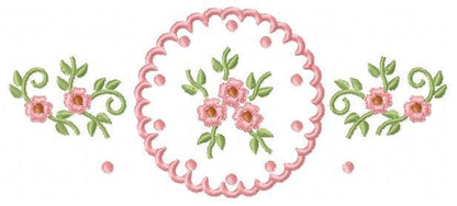 Flower Wreath embroidery designs - Floral Frame machine embroidery pattern - Kitchen Tea Towel file - Instant digital download pes jef dst