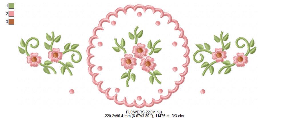 Flower Wreath embroidery designs - Floral Frame machine embroidery pattern - Kitchen Tea Towel file - Instant digital download pes jef dst