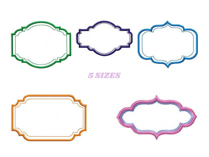 Frame embroidery designs set - Frame Applique Design machine embroidery pattern - monogram shape embroidery file - instant download jef pes
