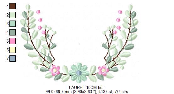 Frame with flowers embroidery designs - Monogram Floral Laurel Shape machine embroidery pattern - Baby girl file - Instant download pes jef