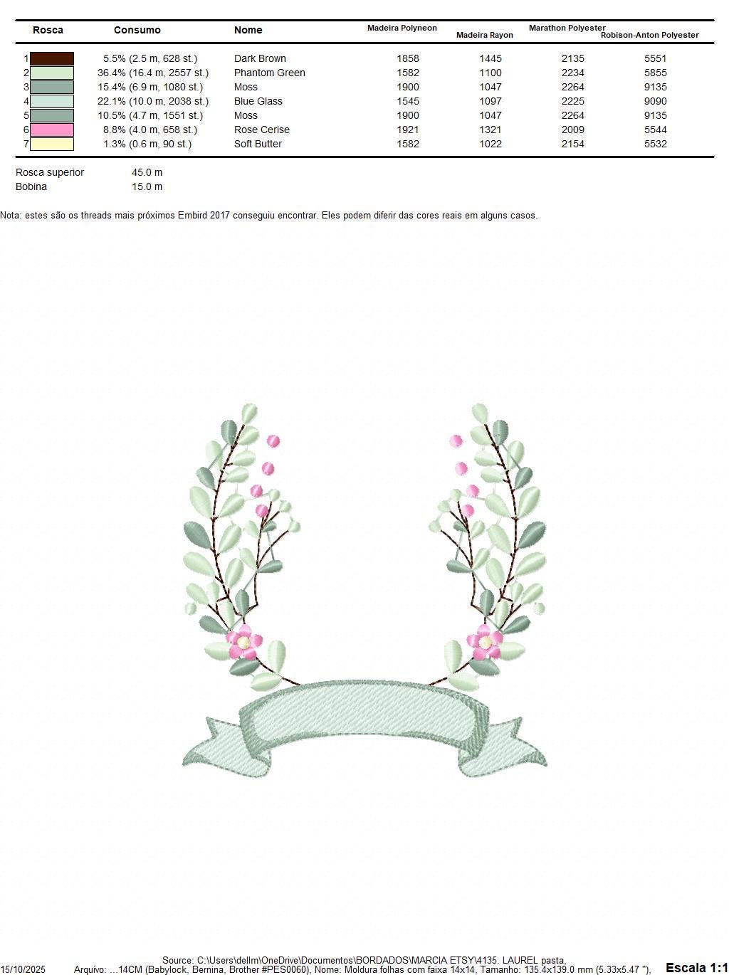 Frame with flowers embroidery designs - Monogram Floral Laurel Shape machine embroidery pattern - Baby girl - Instant digital download pes