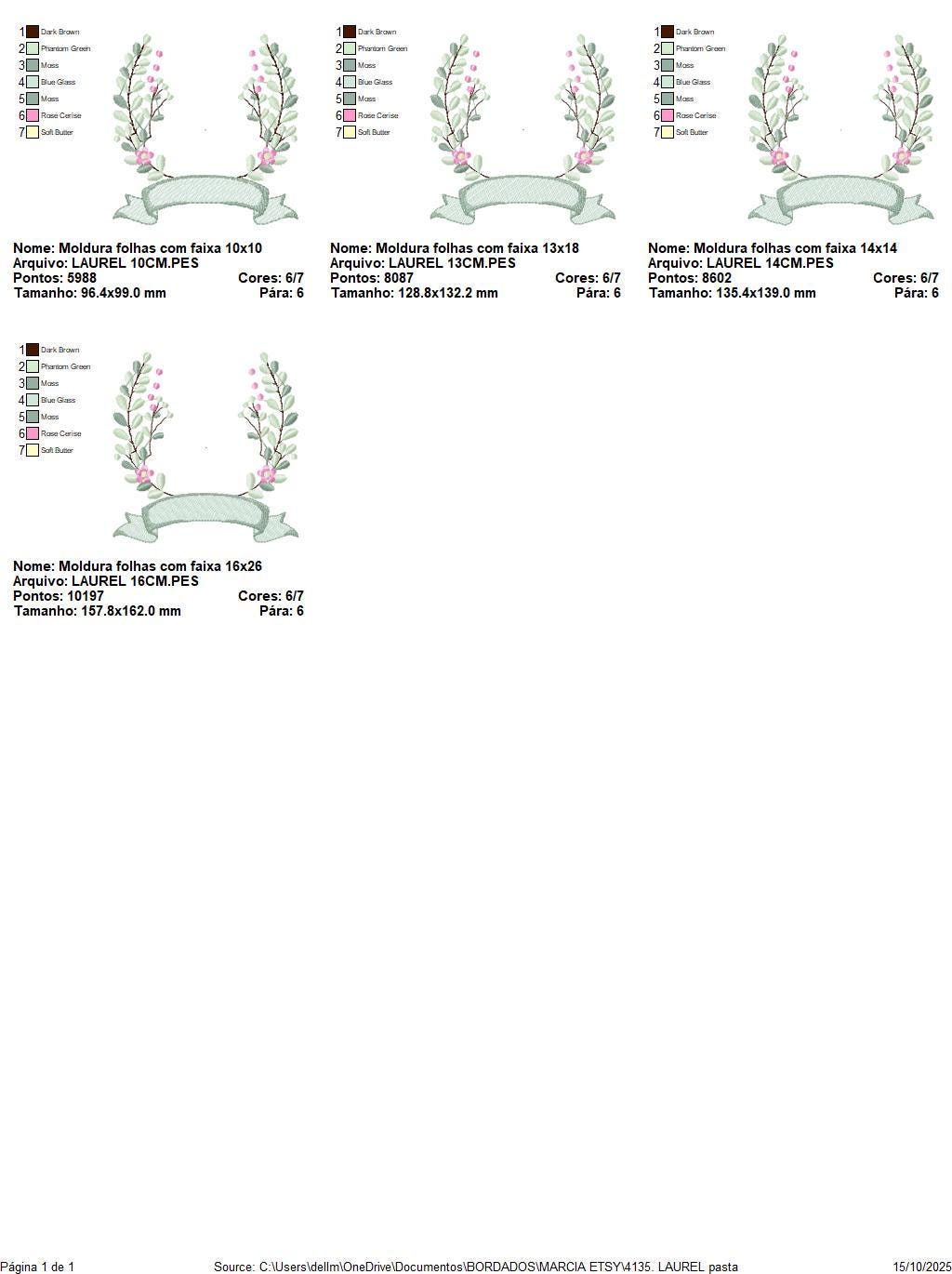 Frame with flowers embroidery designs - Monogram Floral Laurel Shape machine embroidery pattern - Baby girl - Instant digital download pes